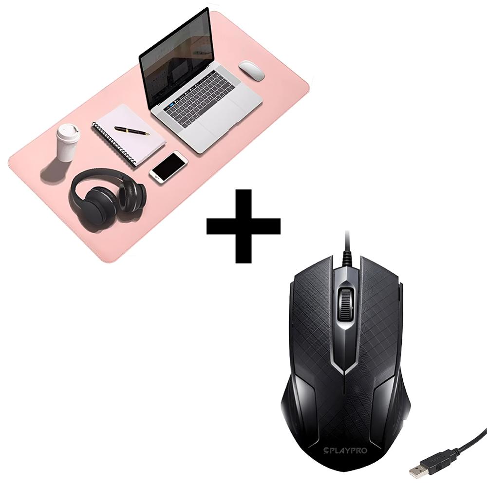 Mouse Ergonómico Usb Pc Laptop Computadora Negro PLaypro TYM350006 + mousepad para escritorio rosado Mouse Ergonómico Usb Pc Laptop Computadora Negro PLaypro TYM350006 + mousepad para escritorio rosado