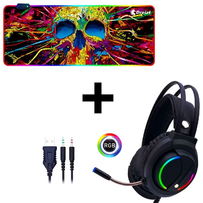 Combo Audífonos Gamer D5000 PRO Luces RGB Mou Promart