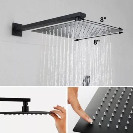 Cabezal Negro Mate cuadrado ultra plano de 20cm Acero Inoxidable