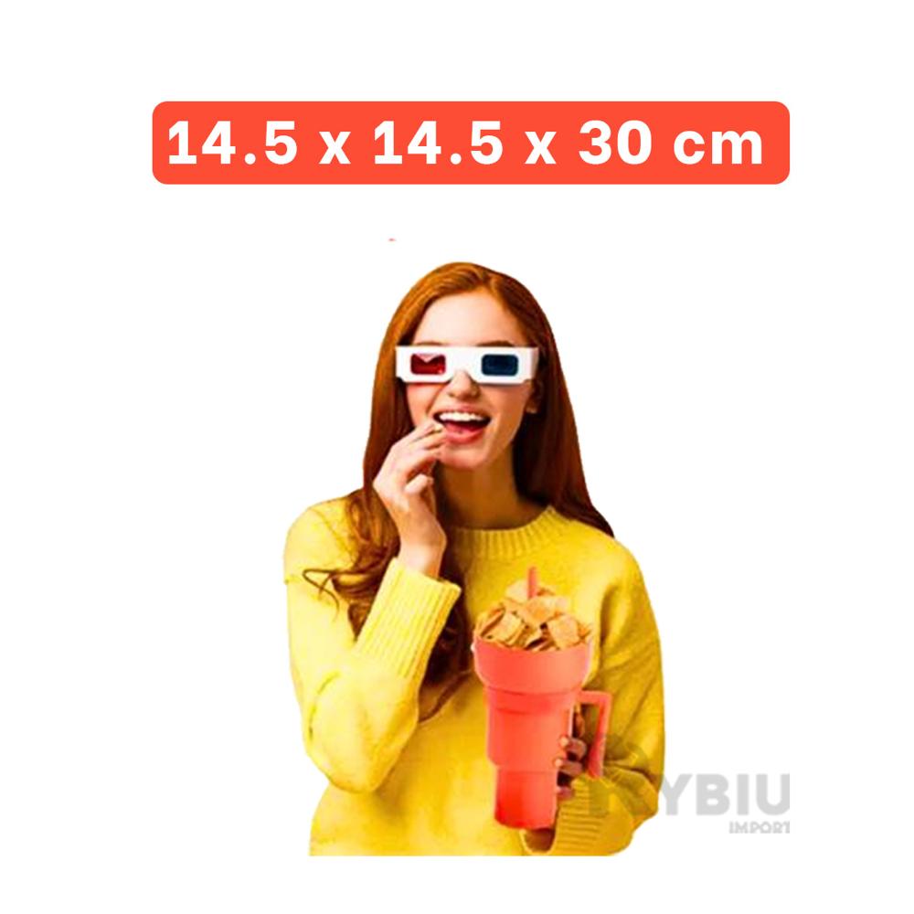 Taza para Refresco en Tono Naranja Y+Banderitas Adhesivas