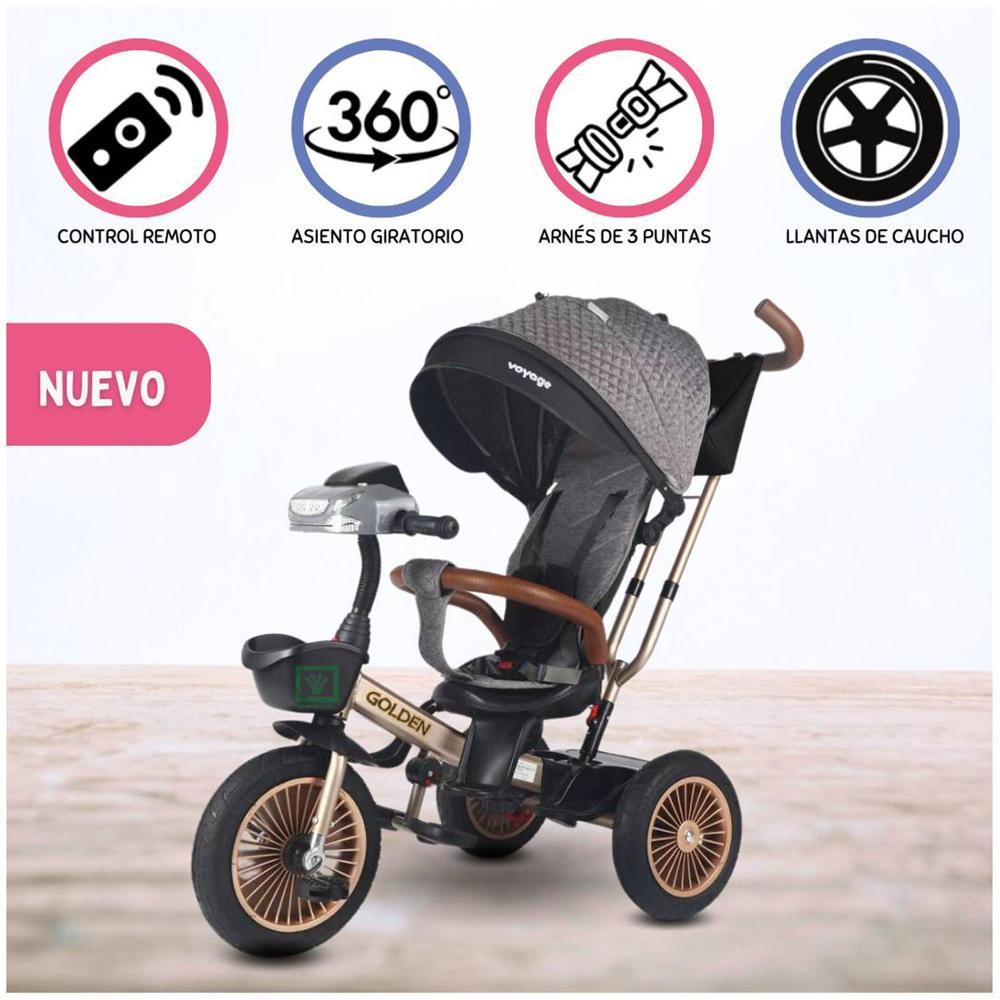 Triciclo Guiador Para Niños «GOLDEN II» Gray