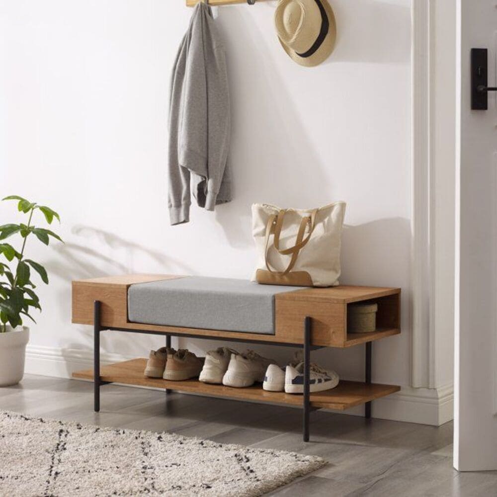 Recibidor Industrial Izan Color Roble Buralo con Asiento Acolchonado TU MESITA Recibidor Industrial Izan Color Roble Buralo con Asiento Acolchonado TU MESITA