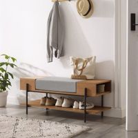 Recibidor Industrial Izan Color Roble Buralo con Asiento Acolchonado TU MESITA