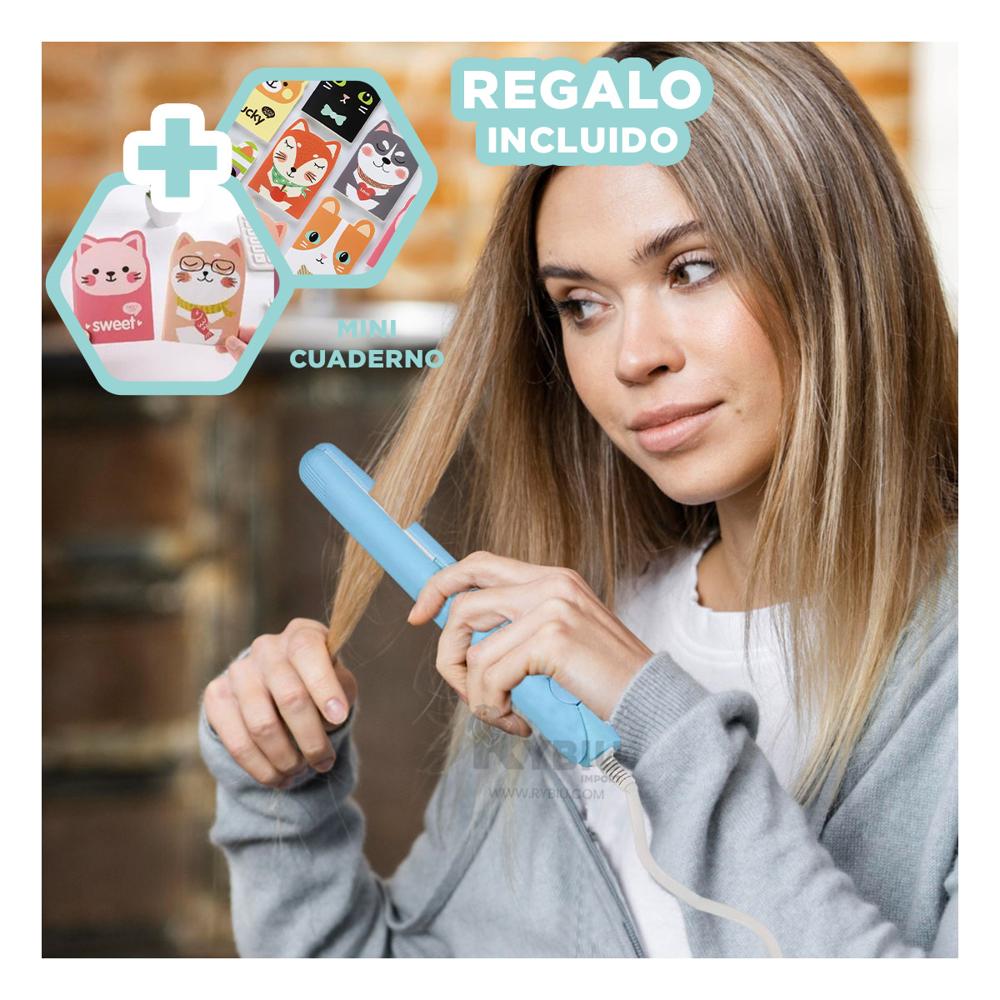 Planchador de Pelo Lindo Celeste Y+Banderitas Adhesivas