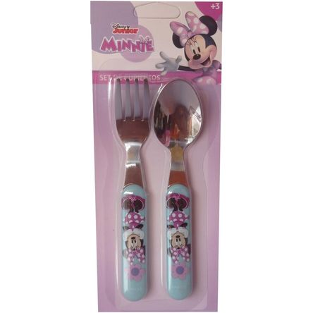 Set de cubiertos infantiles metálicos con Diseño Minnie Celeste (COC038MC)