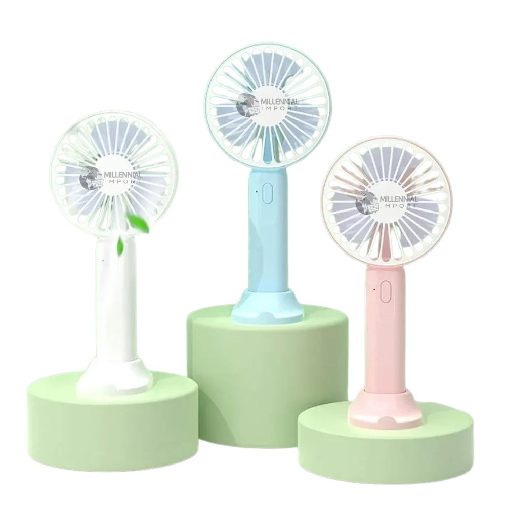 Ventilador Portátil Recargable De Mano Con Base Multicolor