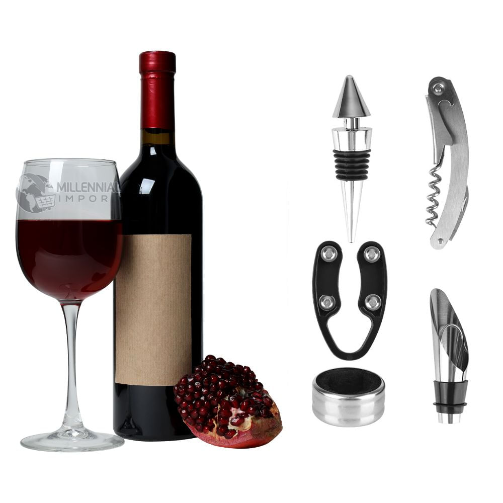 Set De 5 Accesorios Para Sacar Corcho Botella de Vino