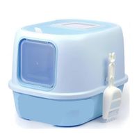 Arenero Cerrado Antisalpicaduras para Gatos Azul