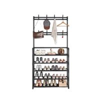 Zapatera con Perchero Organizador de 168cm de Alto Negro