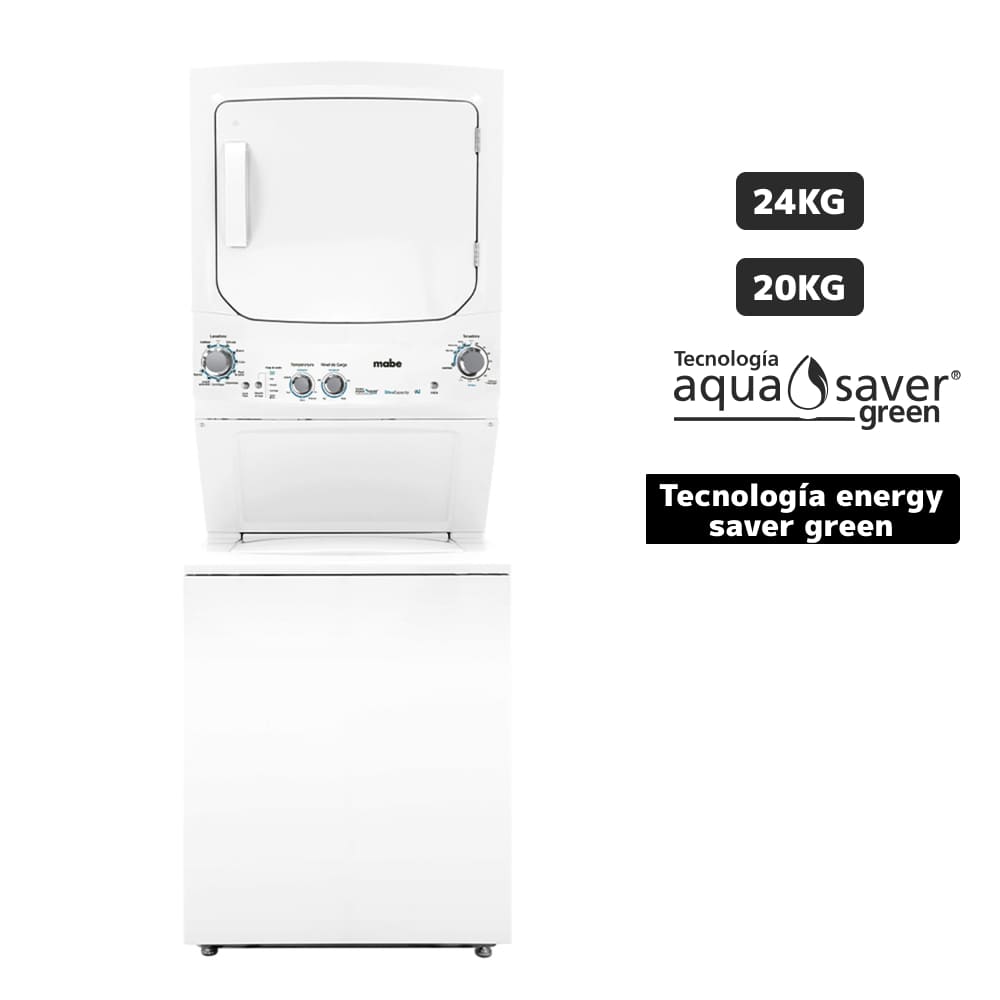 Centro de Lavado Eléctrico MABE Carga Superior/Frontal 24Kg/20Kg MCLP2440ESBB0 Blanco
