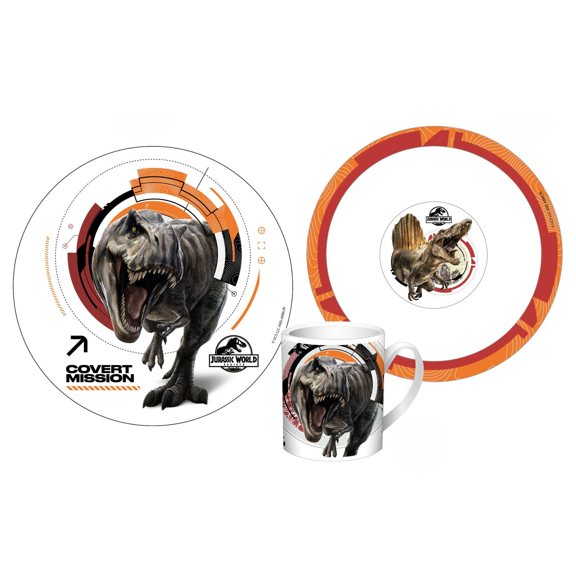 Set de Cerámica JURASSIC Taza+ Plato + Bolo 3pzas