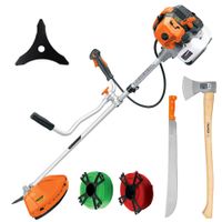 Combo desbrozadora motoguadaña 2HP gasolina 52cc kit hacha y machete