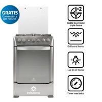 COCINA INDURAMA VERCELLI ZAFIRO CROMA 4 HORNILLAS