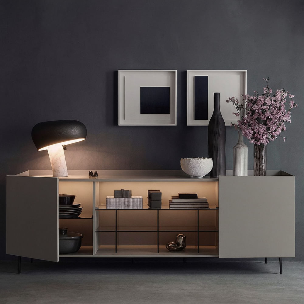 Aparador Moderno Minimalista con Luces LED Idra Color Taupe TU MESITA