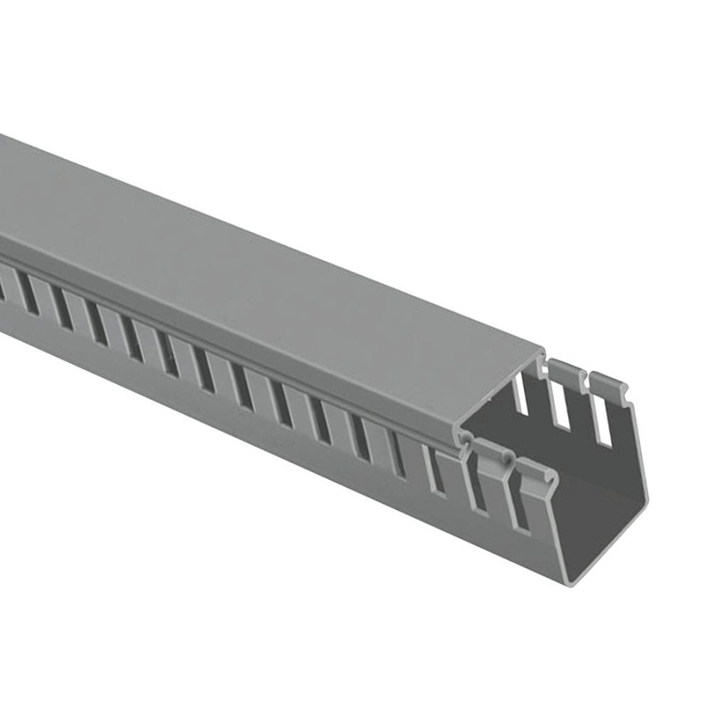 Canaleta ABS Mutlusan Ranurada 25x25mm Gris Modelo Ranurada
