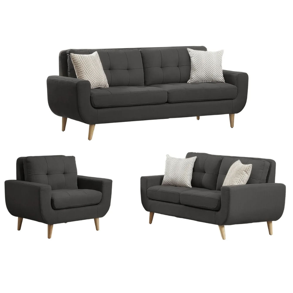 Juego de Sala Berlin 3 2 1 Gris Oscuro