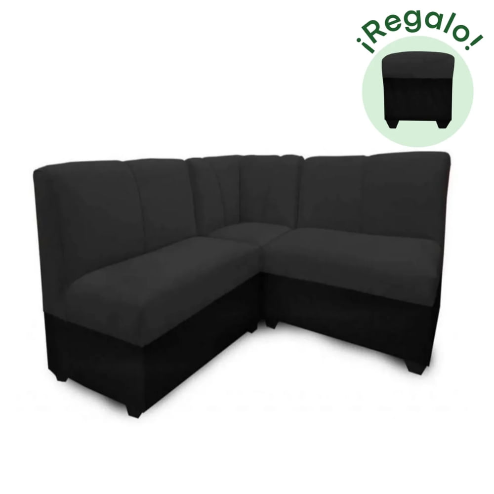 Seccional Provenzal con Banqueta de Regalo Negro