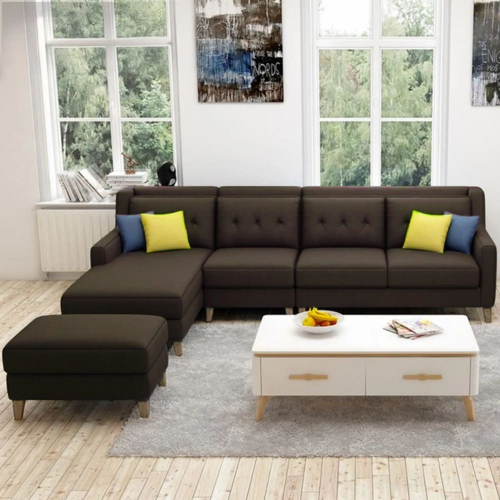 Seccional Izquierdo Barroco con Banqueta de Regalo 3 2 1 Marrón