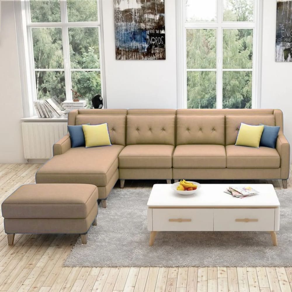 Seccional Izquierdo Barroco con Banqueta de Regalo 3 2 1 Beige