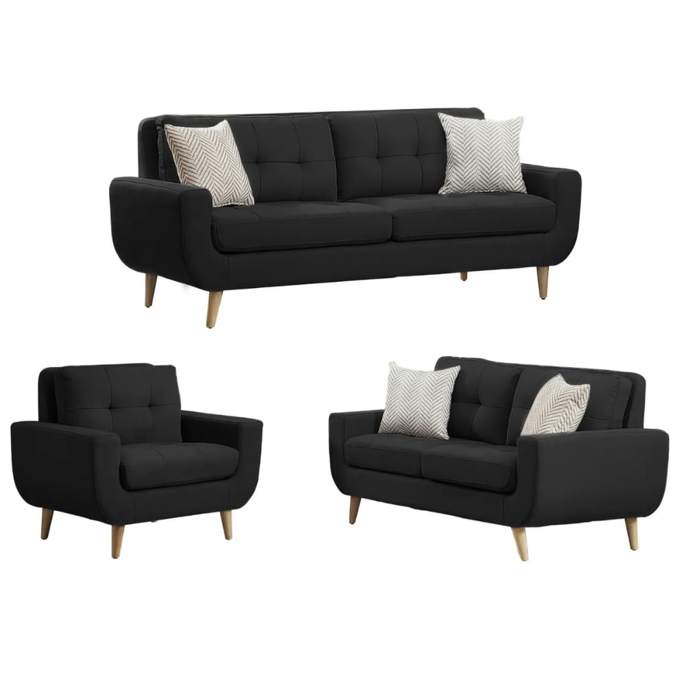 Juego de Sala Berlin 3 2 1 Negro