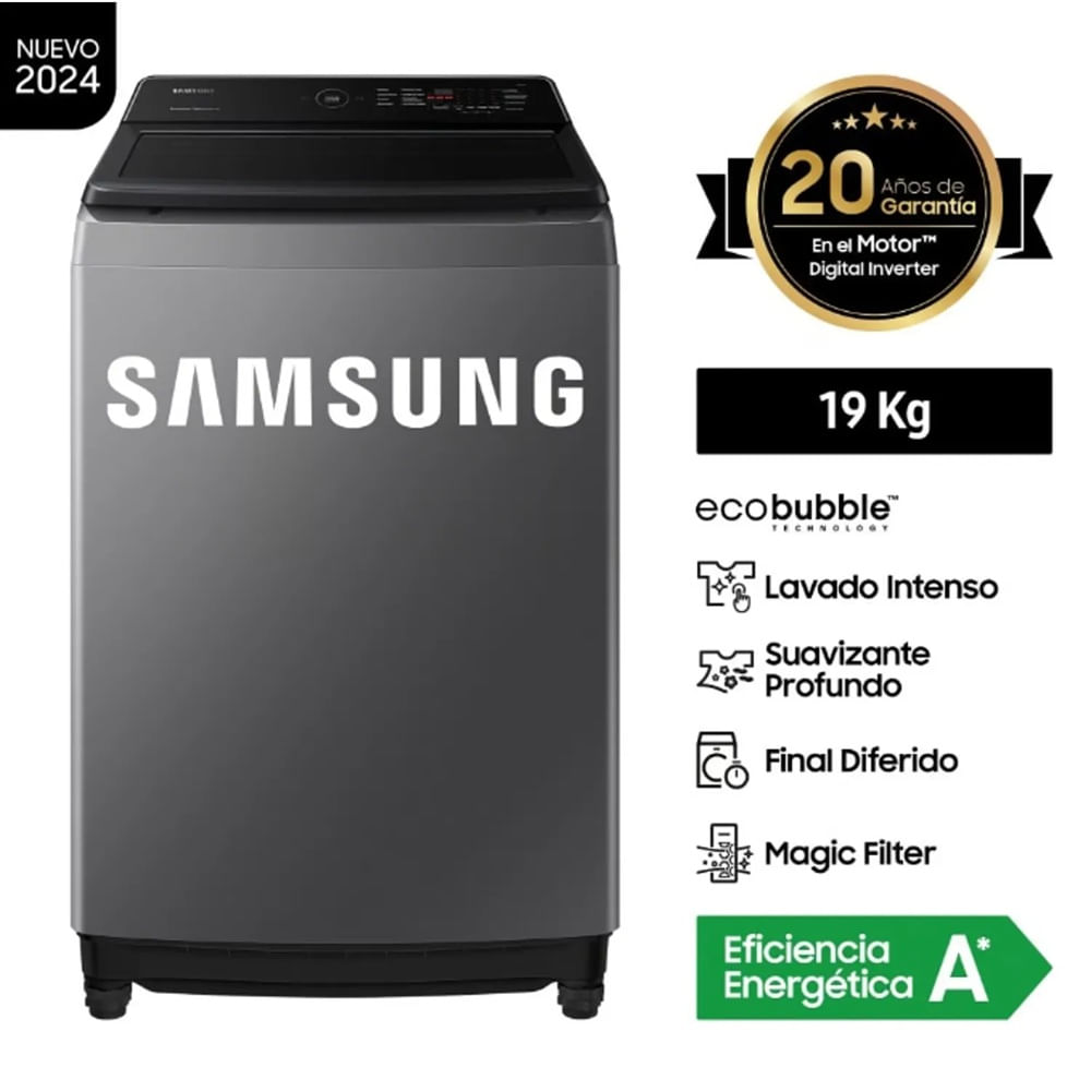 Lavadora Samsung Eco Bubble WA19CG6441BDPE 19 Kg Gris