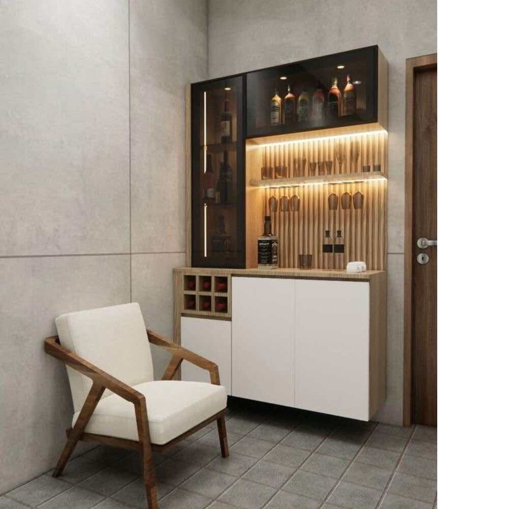 Mueble de Bar Moderno Brandy Color Blanco/Duna con Luces Led TU MESITA