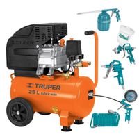 Compresora 25 Litros Truper + Kit Neumatico 5 Piezas Total 11836-TATK053-1