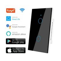Interruptor de Pared WiFi  2 Tomas - Sin Neutro - Incluye Capacitor - Alexa y Google