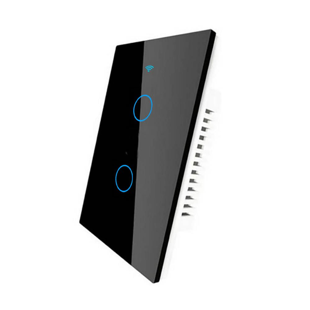 Interruptor de Pared WiFi  2 Tomas - Sin Neutro - Incluye Capacitor - Alexa y Google