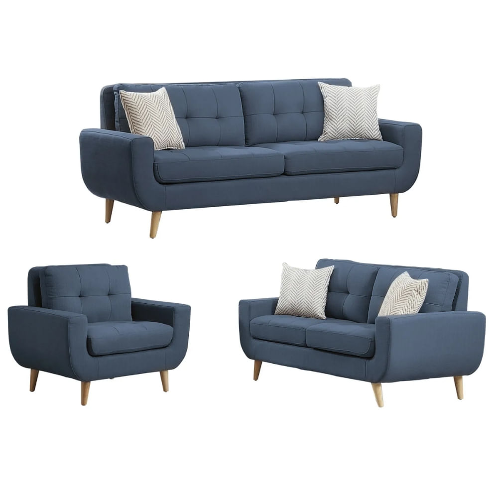 Juego de Sala Berlin 3 2 1 Azul Claro