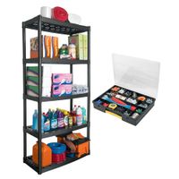 Kit Estante 5 Repisas Truper + Organizador 18 Compartimentos Pretul 19943-20679