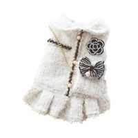 Ropa Para Perros Vestido Tweed Perlas Blanco - Talla XS