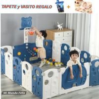 Corral Cerco Para Niños Con Alfombra y Basket Elefantito Blue