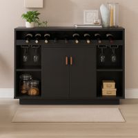 Mueble de Bar Moderno Porta Vinos & Copa Córdova Negro TU MESITA