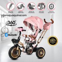 Triciclo Guiador 3 En 1 «GOLDEN PRIME» con Bluetooth Pink