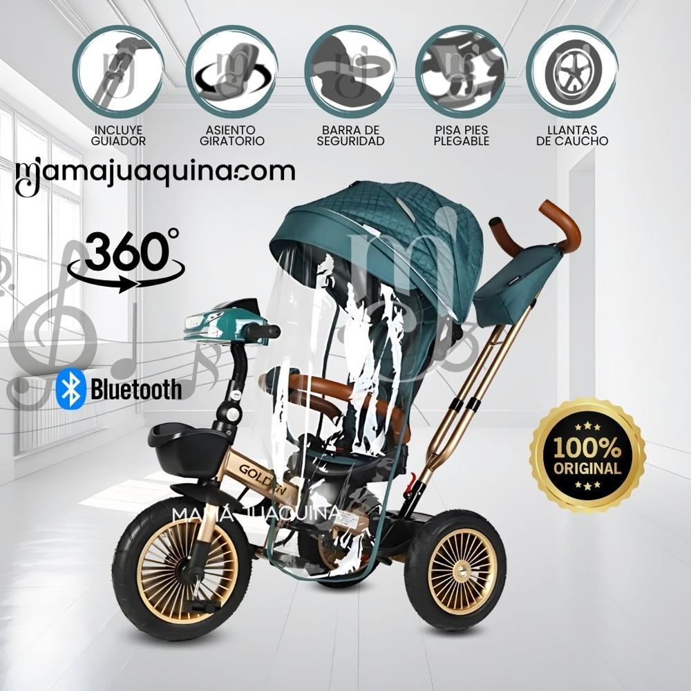 Triciclo Guiador 3 En 1 «GOLDEN PRIME» con Bluetooth Green