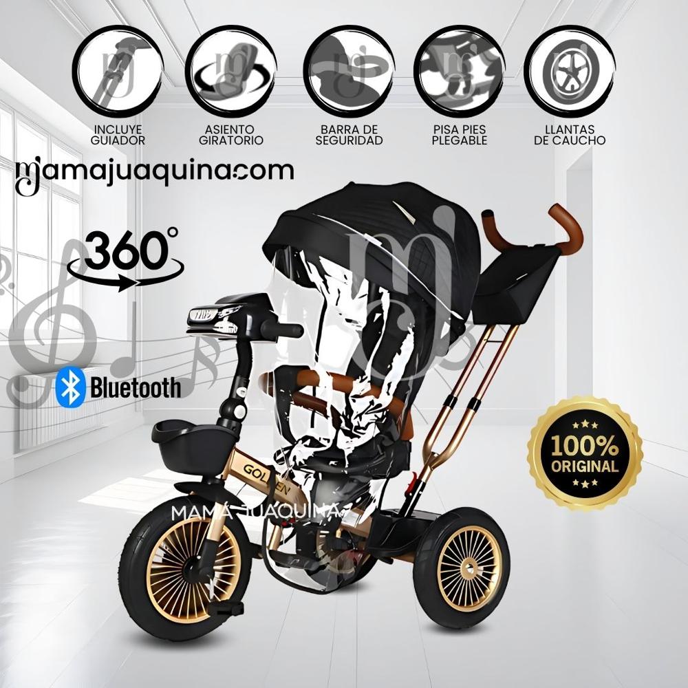 Triciclo Guiador 3 En 1 «GOLDEN PRIME» con Bluetooth Black