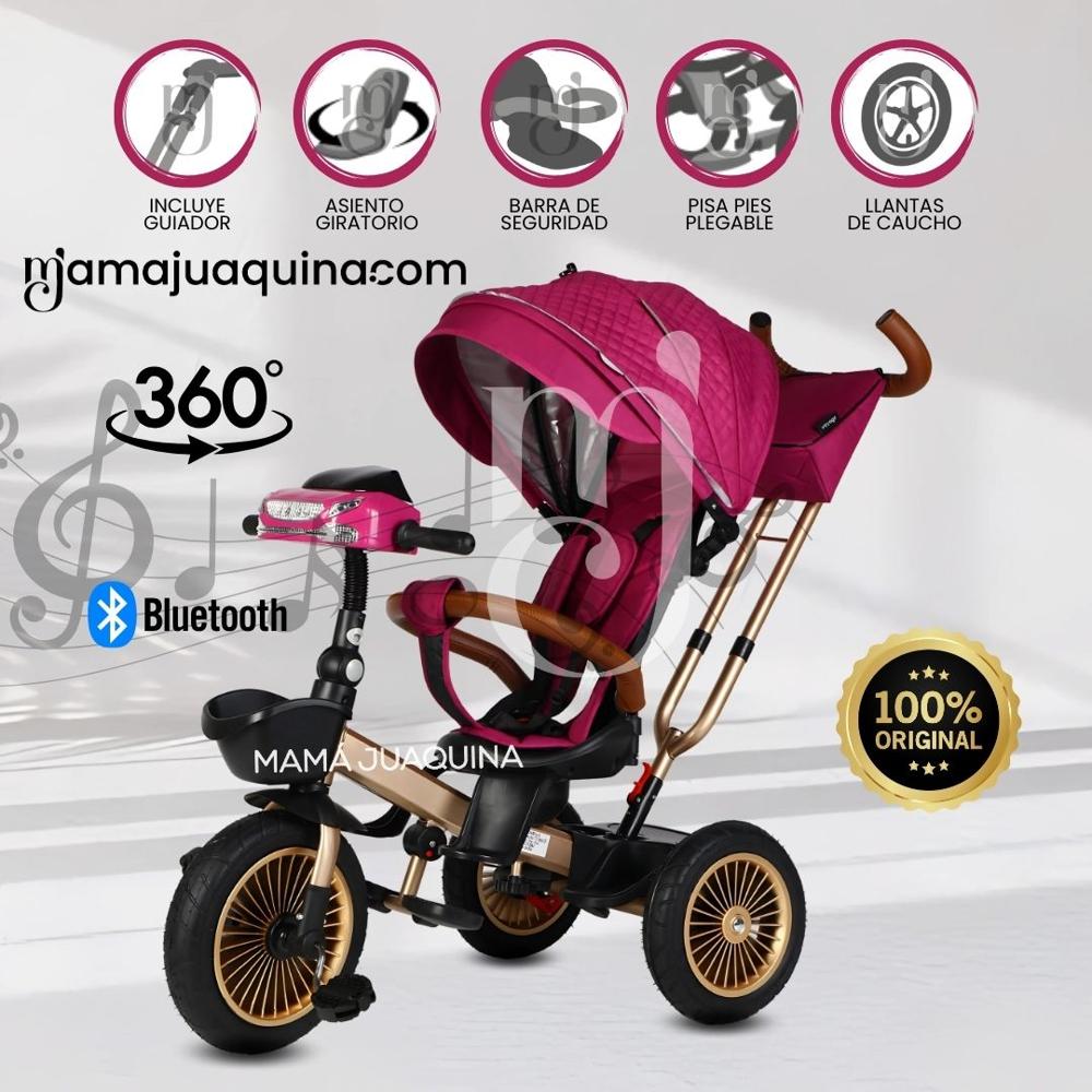 Triciclo Guiador 3 En 1 «GOLDEN II NEW COLLECTION» USB Dark Pink