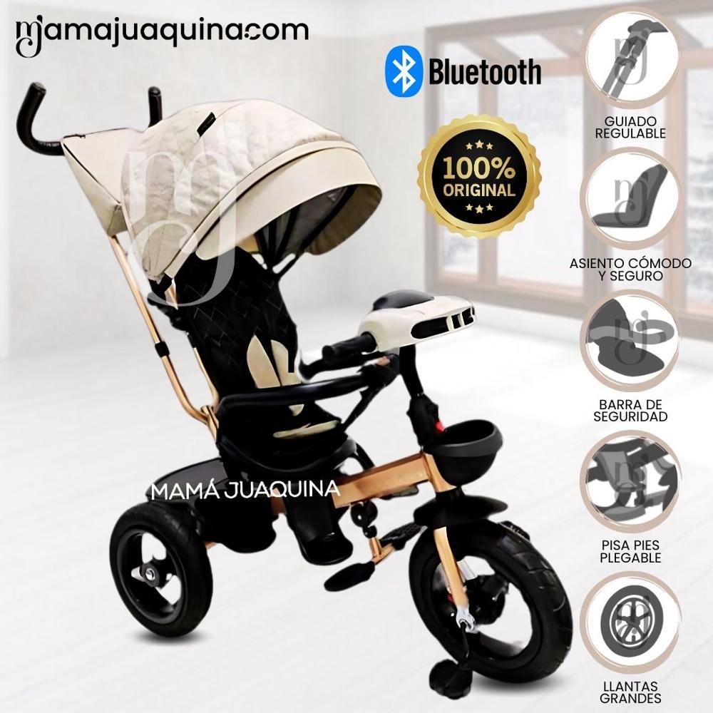 Triciclo Giratorio 3 en 1 «SMART PREMIUM» USB Bluetooth Beige
