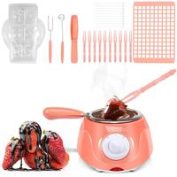 Mini Olla Chocolatera Rosada con Utensilios para Reposteria