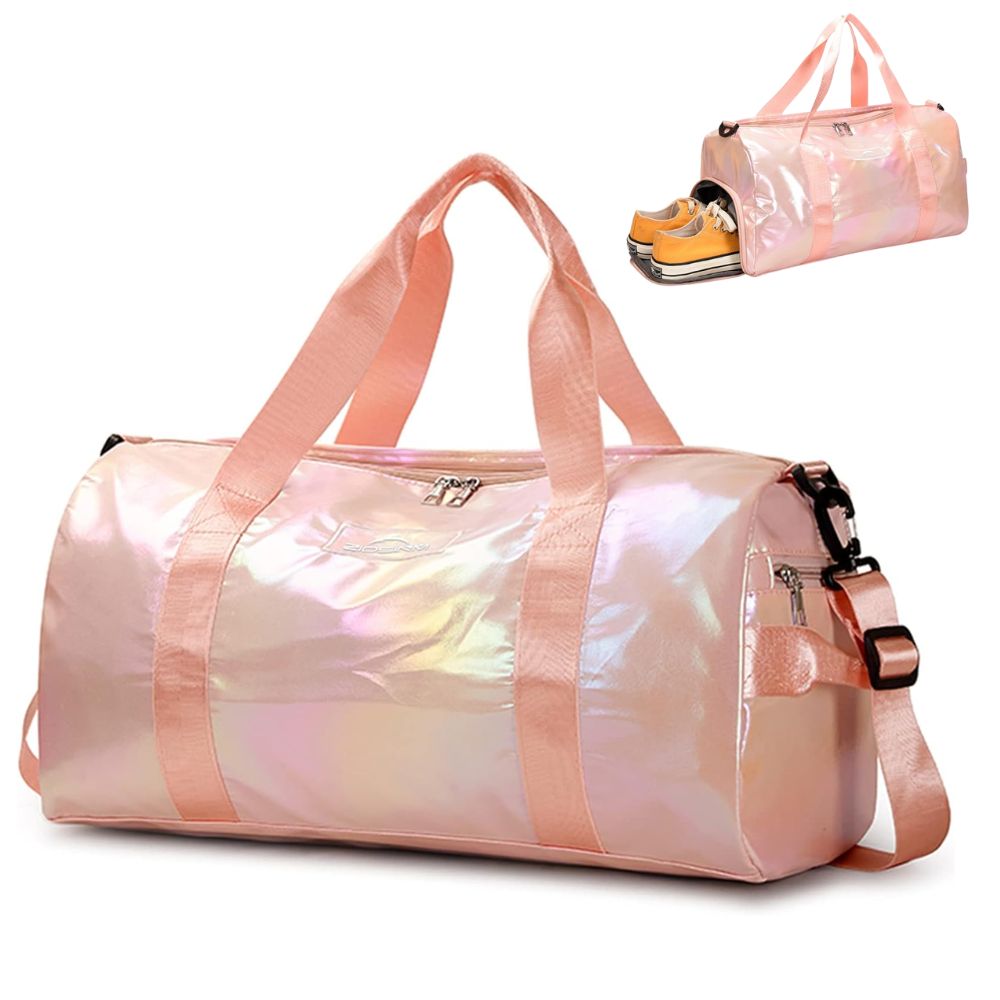 Maletín Mochila Deportiva Viaje Holográfico Rosado para Mujer