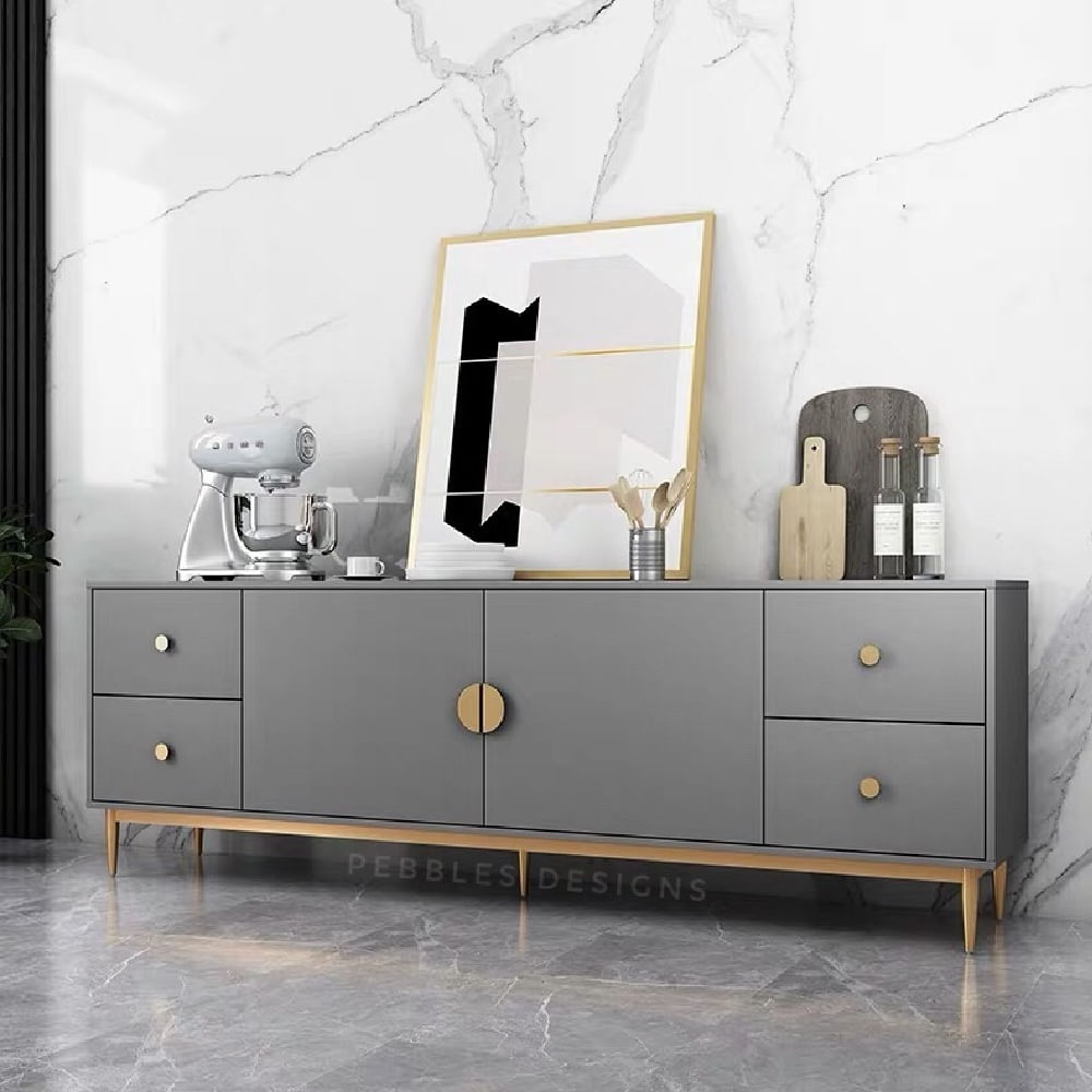 Aparador Moderno Grace 2 Puertas 4 Cajones Color Gris Oscuro TU MESITA