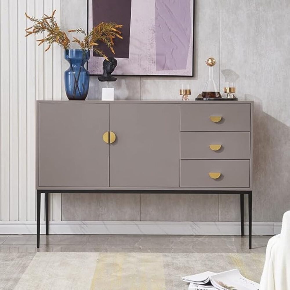 Aparador Moderno Griselda 3 Cajones/2Puertas Color Gris Oscuro TU MESITA