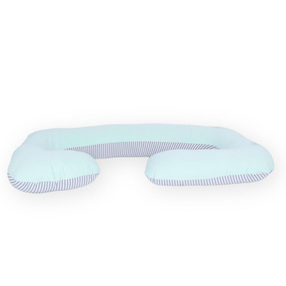 Cojin Multifuncional Acolchonaditos Verde Agua Rayas Plomas