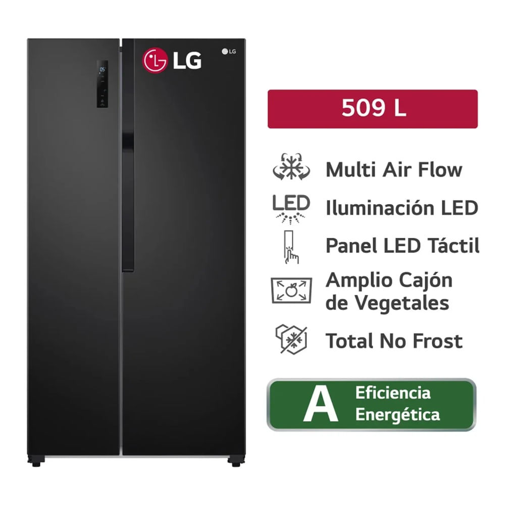 Refrigeradora Multi Air Flow Side By Side LG GS51MPD 509Lts Negro