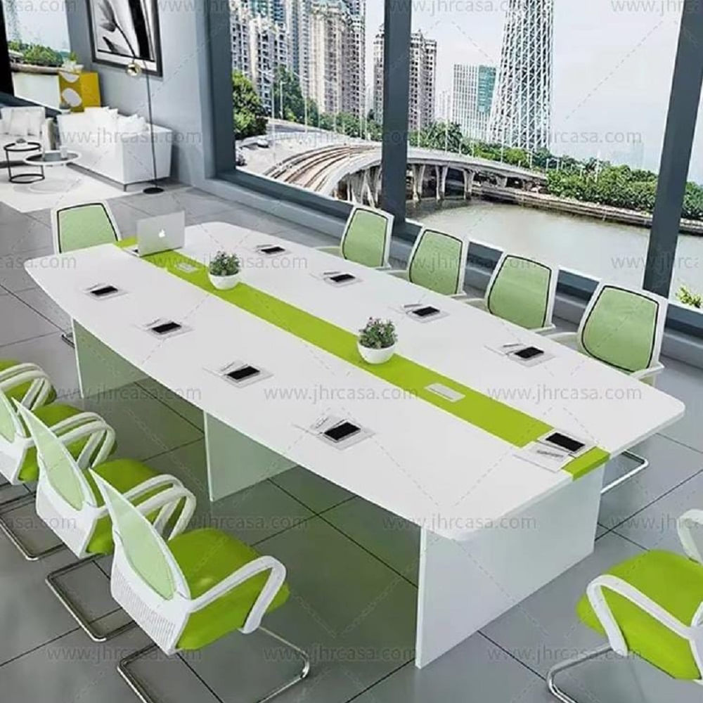 ESCRITORIO DMUEBLES 300 CM VERDE LIMON BLANCO MESA TRABAJO CONFERENCIA ZAPMAN