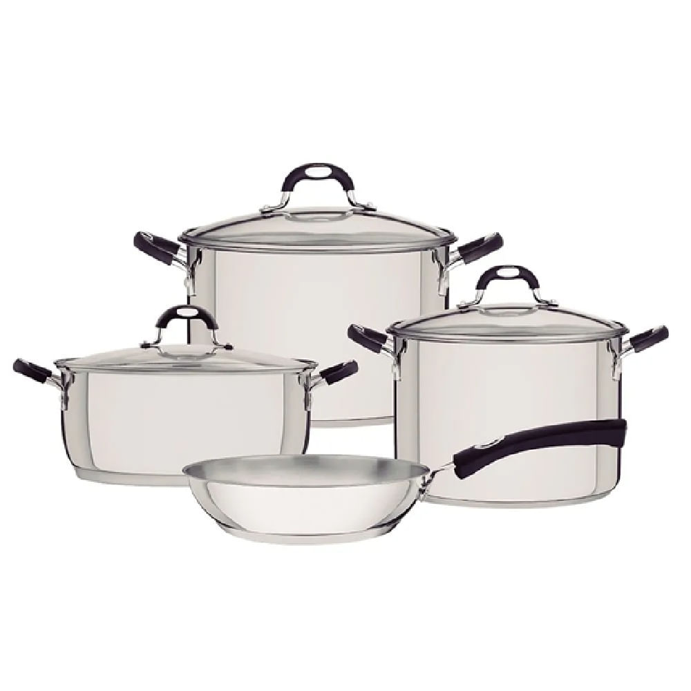 Juego de ollas TRAMONTINA de ACERO INOXIDABLE mod ASTRO SILICONE  7 pzas