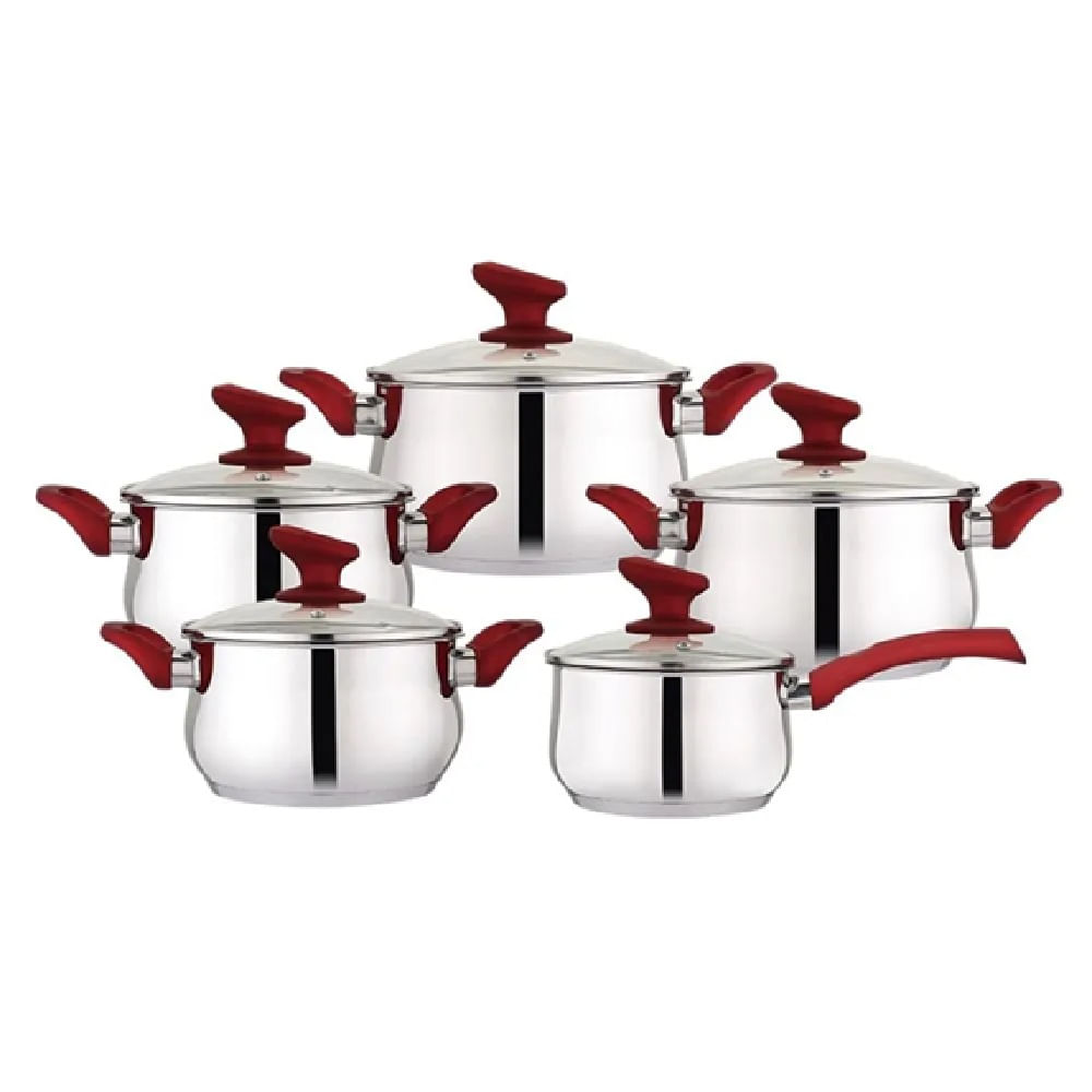 Juego de ollas FACUSA de ACERO INOXIDABLE mod FLAMENCO  10 pzas