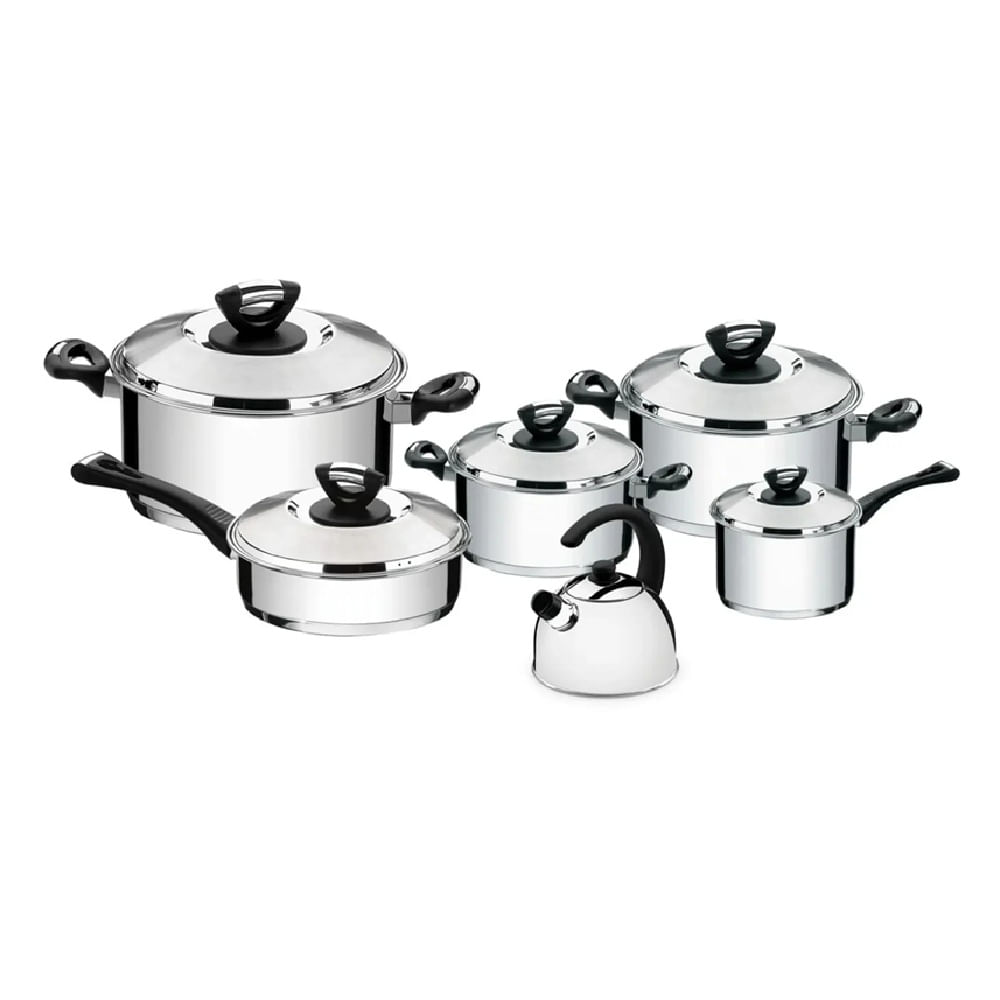 Juego de ollasTRAMONTINA de ACERO INOXIDABLE mod NEW SOLAR  11 pzas