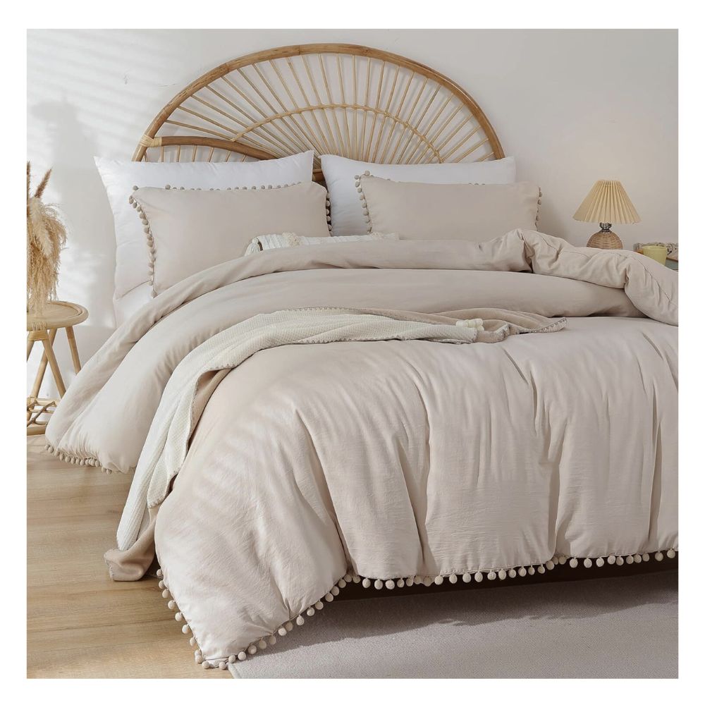 Funda plumón yul 100 % algodón bramante queen beige 200 hilos Lima Tienda